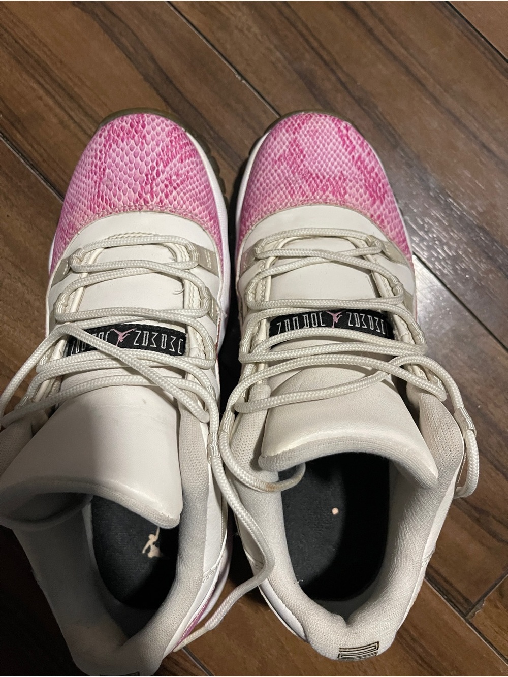Pink and White Grade School Snakeskin 11s - Picture 7 of 8